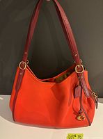 Full view of COACH Lori shoulder bag showing colorblock design and dual strap