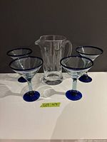 Full set: pitcher centered with four margarita glasses