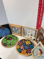 Group shot of all resin art pieces and trays