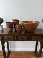 Set displayed on table showing all bowls