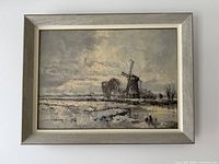 Frontal view of framed oil painting showing full artwork and frame