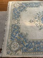 Left corner showing border pattern, fringe, colour palette