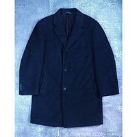 Full view of black wool peacoat front
