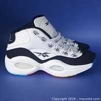 Side view of both sneakers showing leather upper, suede toe, Vector logo, hexalite windows