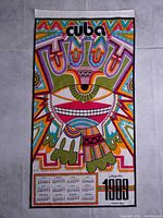 Full view of Cuba 1989 textile calendar showing entire design and size proportion