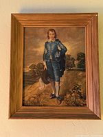 Full view of framed Blue Boy print hanging on wall