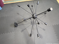 Full view of assembled matte black 12-light Sputnik chandelier