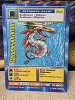 Front of MegaSeadramon Bo-31 card showing artwork, stats, Ultimate Level banner