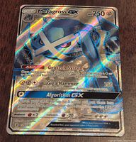 Front of Metagross GX full art 139/145 holographic card
