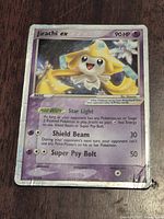 Front of Jirachi ex card showing artwork, text and condition