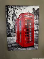 Front view of canvas showing full street scene with telephone booths and Big Ben