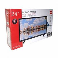 Factory box displaying RCA 24-inch TV/DVD combo features