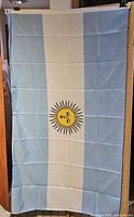 Full view of the Argentina flag showing colours and emblem