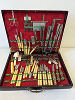 Entire opened case showing full assortment of carving tools