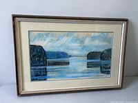 full view of framed pastel landscape