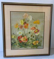 Full view of framed painting showing artwork, mat and frame