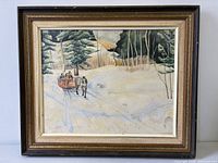 Full view of framed watercolour showing image, mat, frame