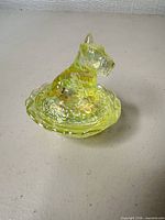 Covered dish assembled showing Scottie dog lid on base