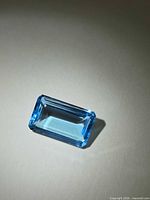 Top view of rectangular emerald cut blue topaz