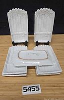 Six asparagus motif plates, four front view two back view showing signature