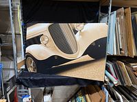 Front view of entire canvas showing vintage car image