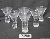 Six Verve martini glasses front view