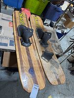 Both wooden Cypress Gardens Trik Master skis top view
