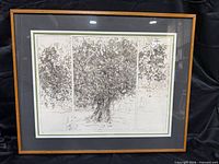 Front view of framed Joanne Isaac etching