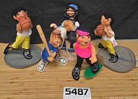 Group of five 7 in. Annalee sports dolls