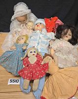 Group shot of all dolls and clothing