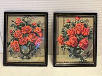 Both framed rose paintings side by side