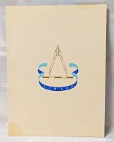 Front view of folded dinner menu showing Cunard emblem