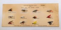 Full view of display card with all flies and printed headings