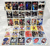 All 36 hockey cards in sleeves laid out 6×6