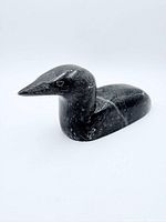three-quarter front view of soapstone loon