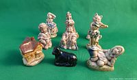 Group shot of all nine Wade Whimsies nursery rhyme miniatures