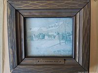 Front view showing framed print, nameplate, artwork