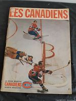 Front cover of the Les Canadiens sports magazine showing players and title