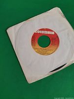 Record in paper sleeve on green background