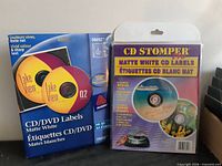 Front view of both label packs showing brands, quantities and type