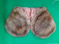 Full view of mink fur collar front side, showing satin lining and overall shape