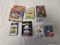 Overview of all seven playing card sets