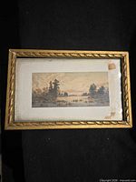 Front view of framed watercolor print showing artwork, mat, and frame design