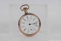 Front view showing dial and hands