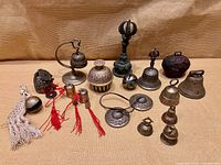 Group shot showing all bells and cymbals