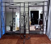 Front view of both mirrors and pedestal showing matching design