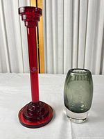 Candlestick and vase side by side showing full height and colors