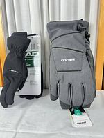 Front view of both glove pairs with tags