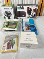 All six packaged items laid out on table