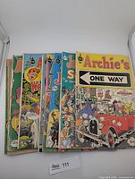 Stack of nine 1970s Spire Archie Christian Comics; top issues Archie's One Way and Jughead's Soul Food visible